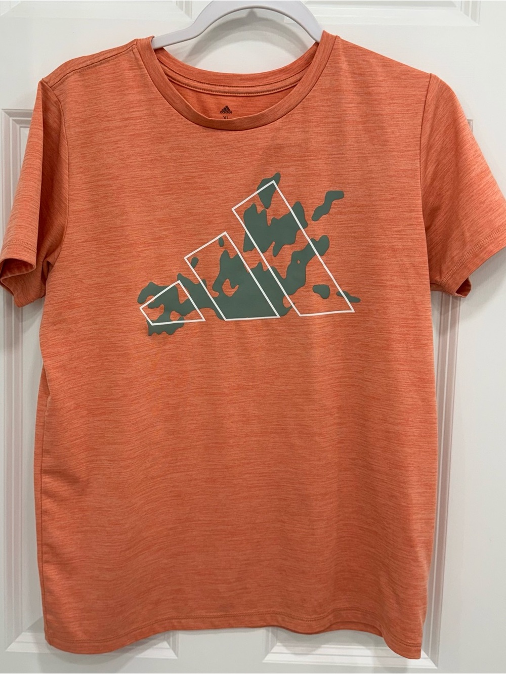 adidas Orange Tee with Grey Camo Logo -  Big boys